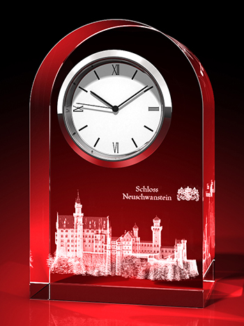 Schloss Neuschwanstein - Uhr, Glas rund – GLASFOTO.COM